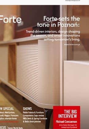 Okładka Big Furniture Group Magazine, kwiecień 2026, z meblami Forte na okładce